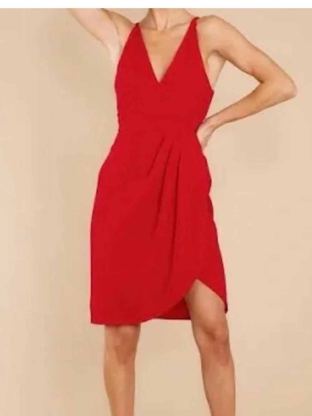 Express Red V-Neck Midi Dress